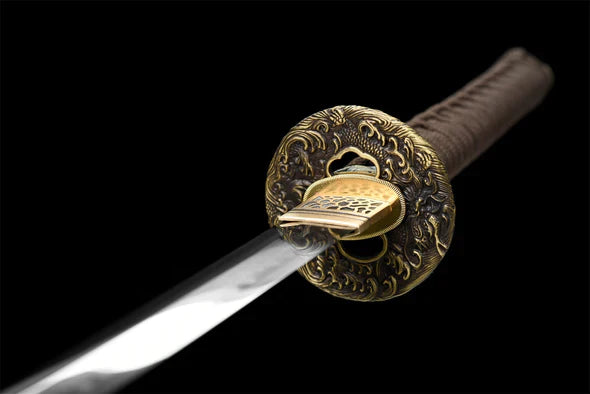 Tsuba-Terre-et-Mer-Acier-T10-Hamon-Veritable