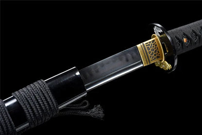 Katana-Aile-Noire-Acier-T10-Hamon