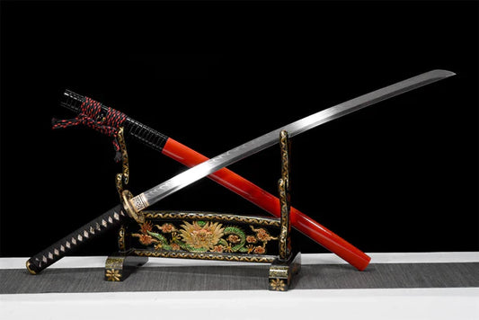 Katana-Pilule-de-Sang-Acier-T10-Hamon-Veritable-Veritable-Peau-de-Raie