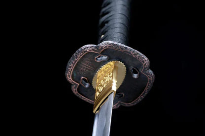 Tsuba-Katana-Tanto-Wakizashi-Kuro-Acier-en-Carbone-1075